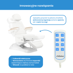 Elektrinis kosmetologinis gultas EN-273, 3 el. motorai - baltas