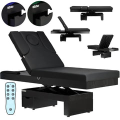 Elektrinis masažo stalas / kosmetologinis gultas su šildymu ir LED apšvietimu F245 – juodas