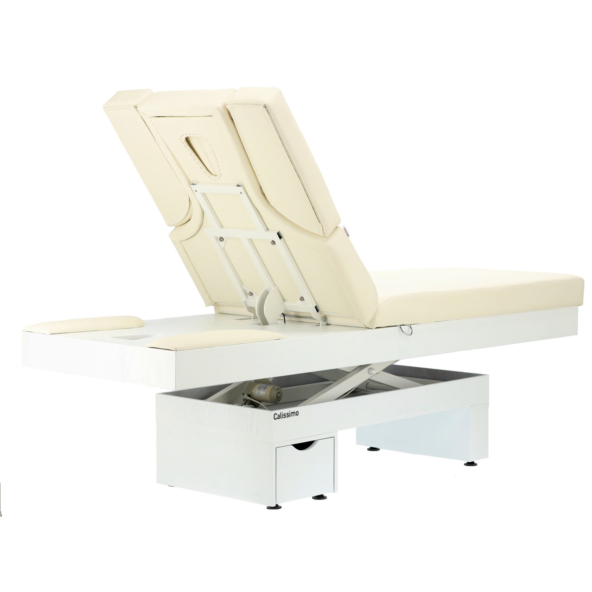 Elektrinis masažo stalas / kosmetologinis gultas su šildymu ir LED apšvietimu F245 – kreminis