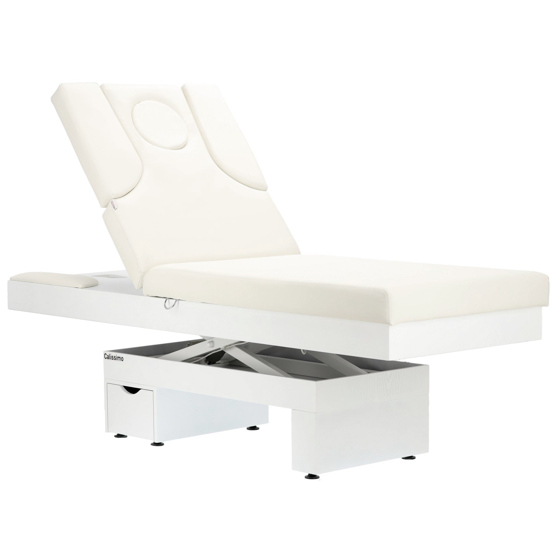 Elektrinis masažo stalas / kosmetologinis gultas su šildymu ir LED apšvietimu F245 – baltas