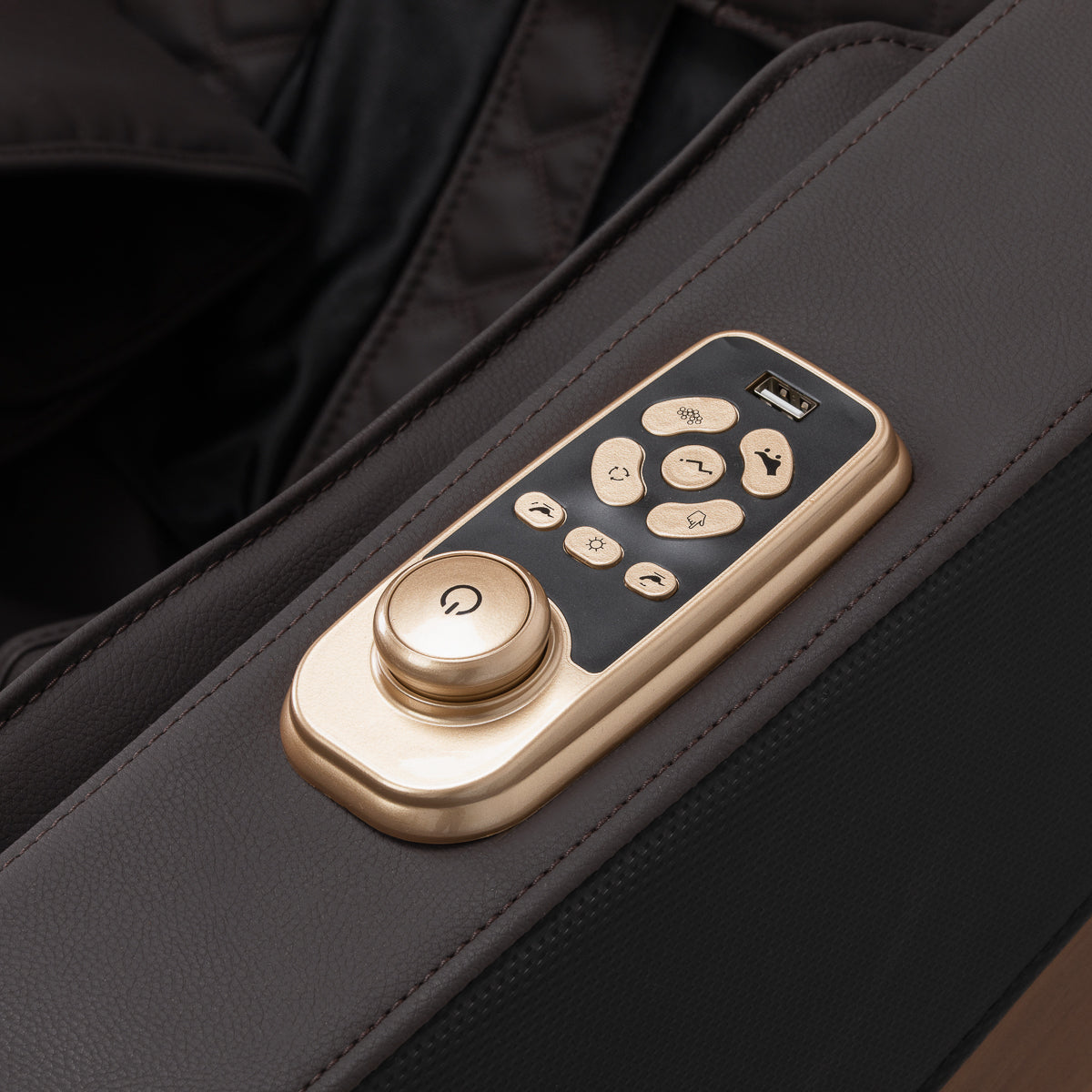 Masažinis fotelis Sakura Classic 306A – medžio imitacijos ruda oda