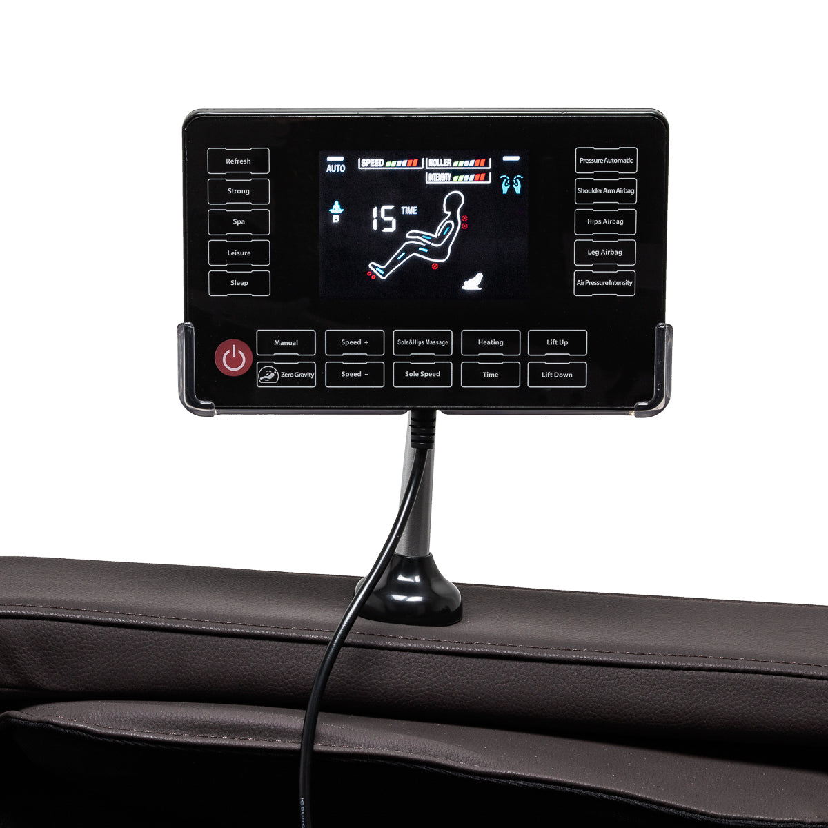 Masažinis fotelis Sakura Classic 306A – medžio imitacijos ruda oda