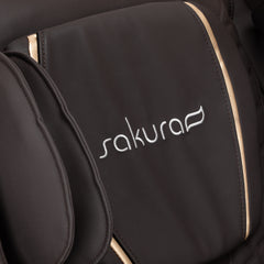 Masažinis fotelis Sakura Classic 306A – medžio imitacijos ruda oda