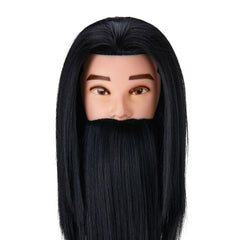 Gabbiano WZ4 training head with beard, synthetic hair, color 1#, length 8"+6"