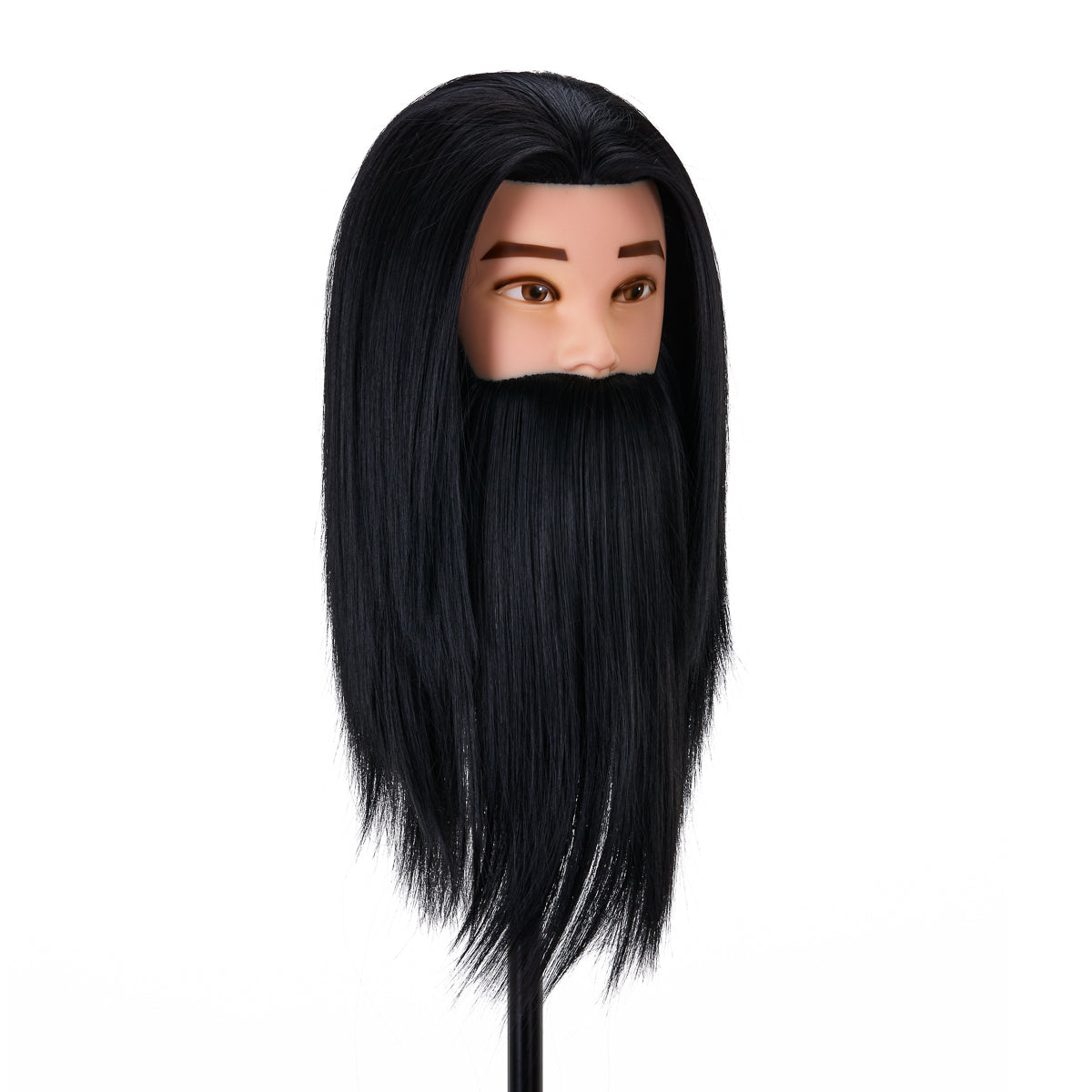 Gabbiano WZ4 training head with beard, synthetic hair, color 1#, length 8"+6"