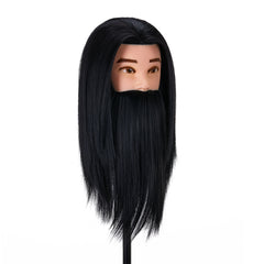 Gabbiano WZ4 training head with beard, synthetic hair, color 1#, length 8"+6"