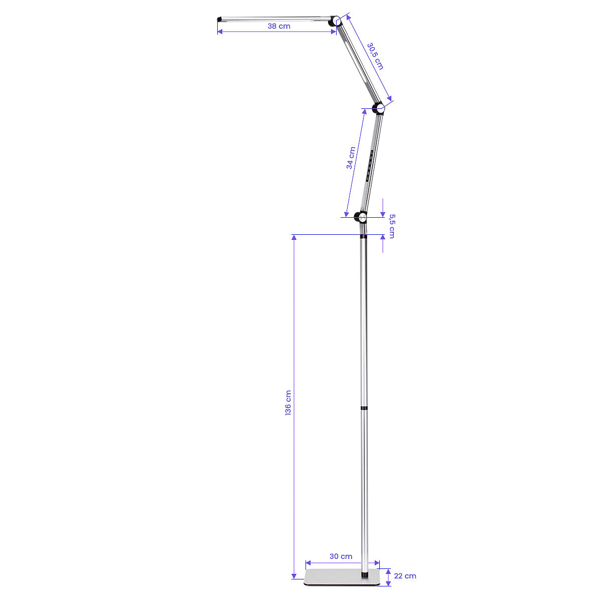 LED procedūrinė lempa Yoga 22W – sidabrinė