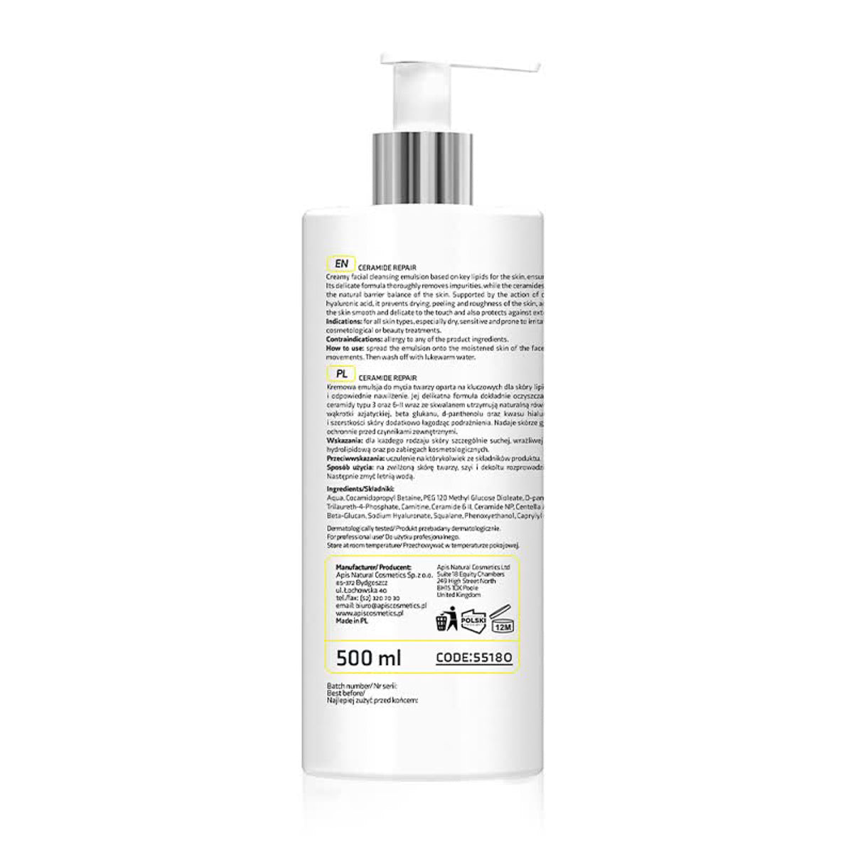 Apis CERAMIDE REPAIR Gentle facial cleansing emulsion with ceramides and beta glucan 500 ml