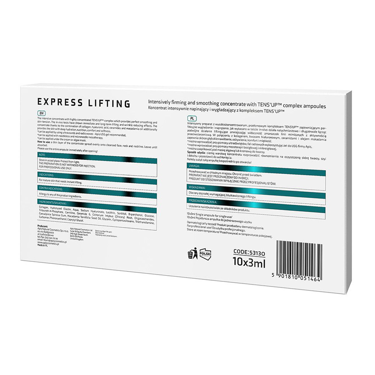 APIS Express Lifting ampulių koncentratas su TENS’UP™, 10 × 3 ml – vaizdas 2