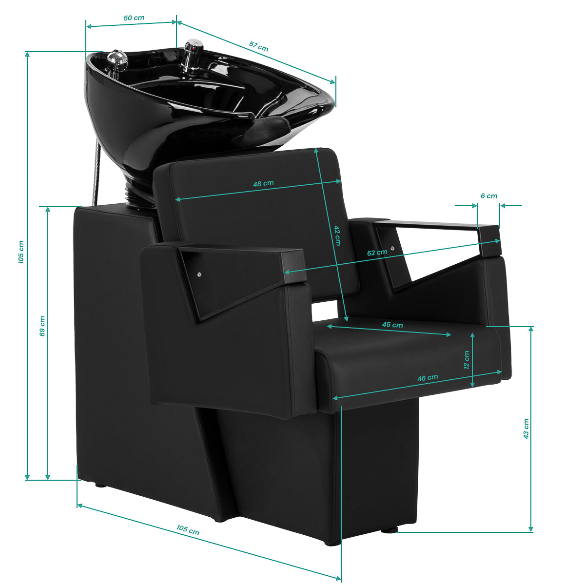 Hair salon wash unit Hair System Duplex Noir