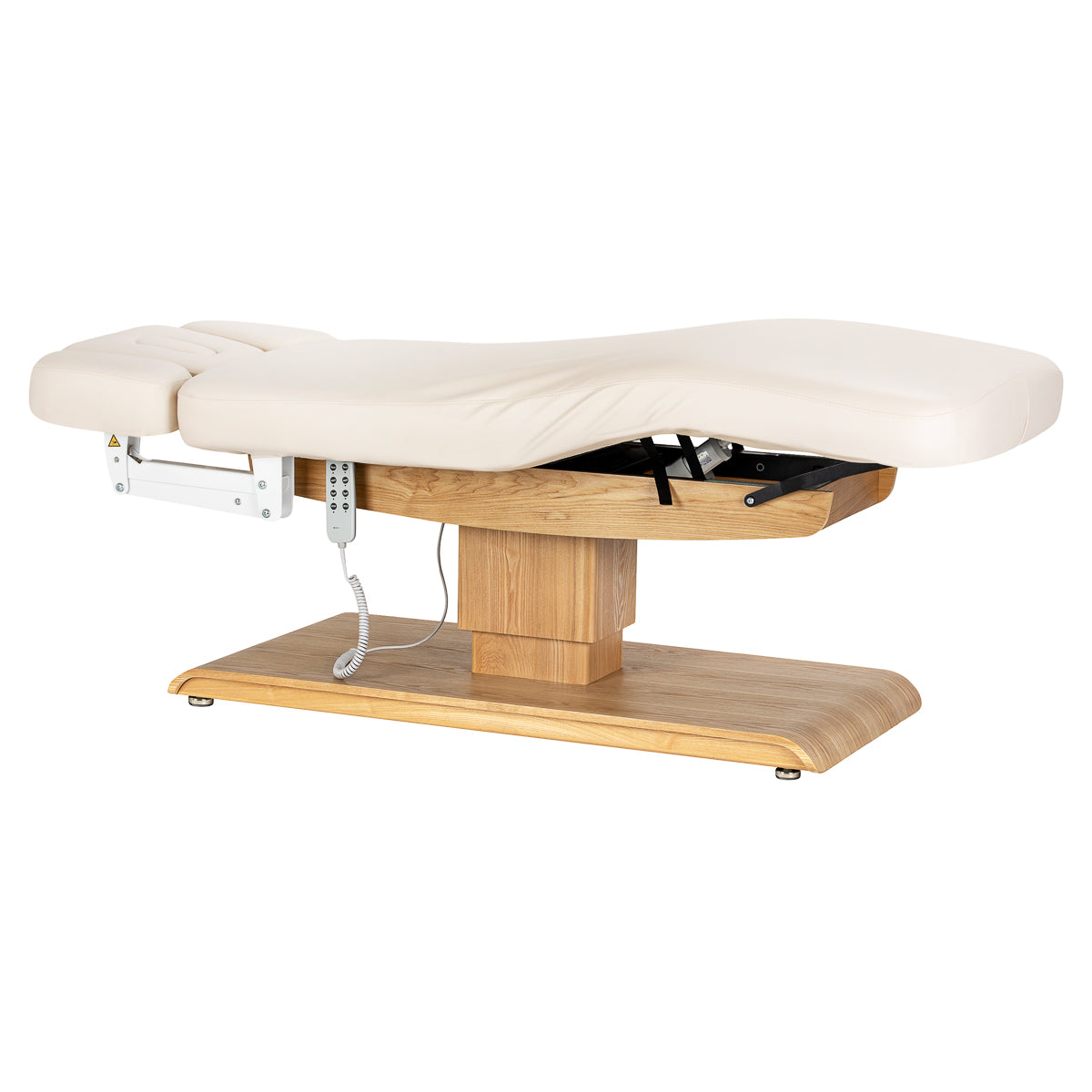 Sillon Relax SPA lounger – elektrinis kosmetologinis gultas, kreminis su šviesiai rudu pagrindu