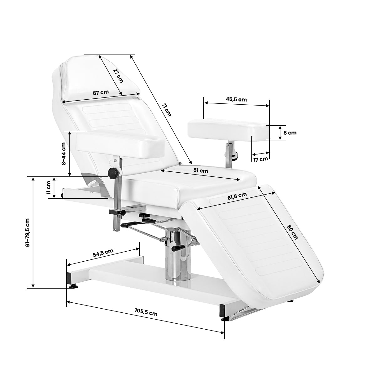Kosmetologinis hidraulinis gultas Sillon A 210DH su lopšio funkcija, balta