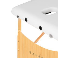 Sulankstomas medinis masažo stalas BALANCE Lux, 2 dalių, 190 × 70 cm, baltas