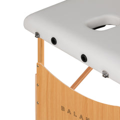 Sulankstomas medinis masažo stalas BALANCE Lux, 3 dalių, 190 × 70 cm, baltas