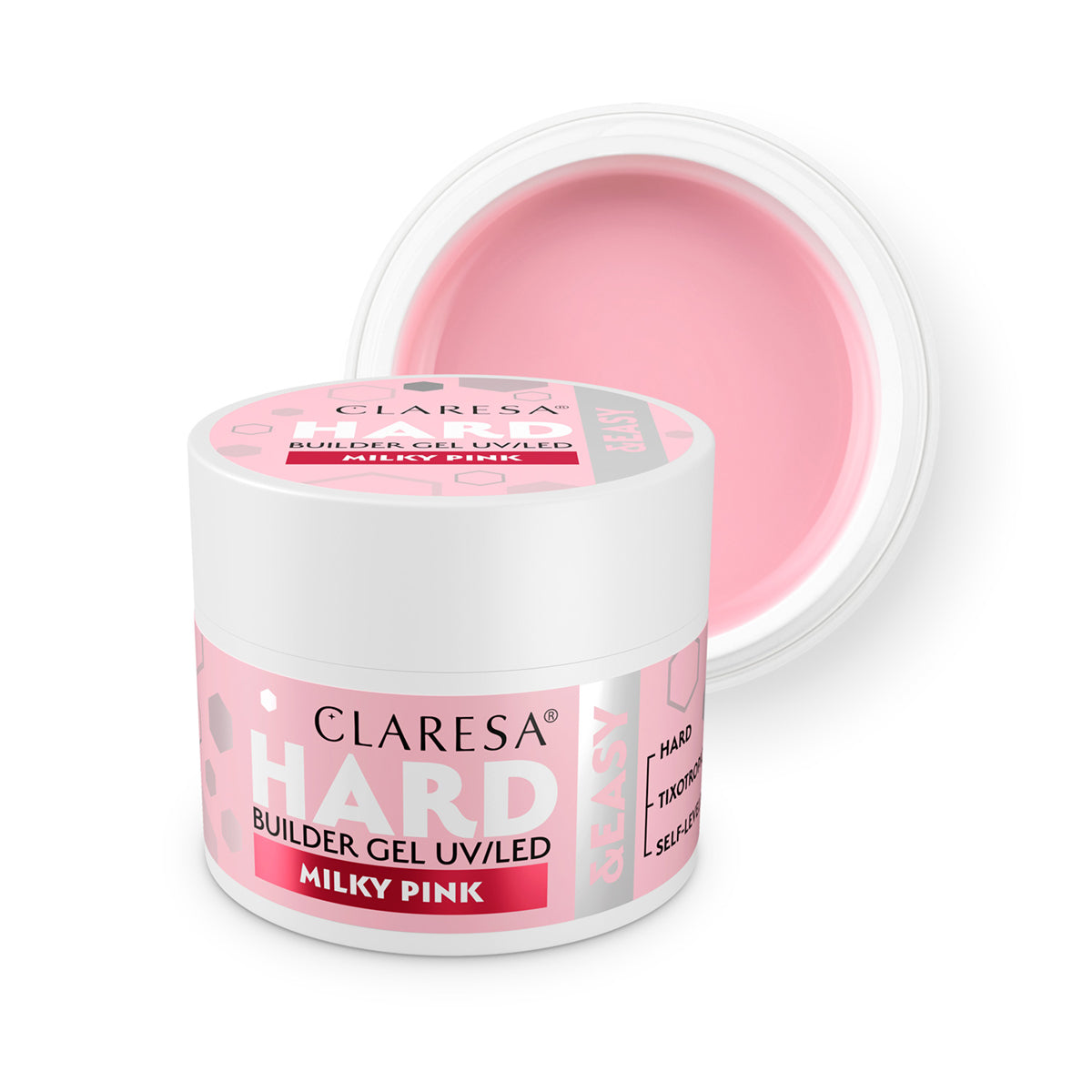 Statybinis gelis CLARESA HARD&EASY MILKY PINK, 45 g