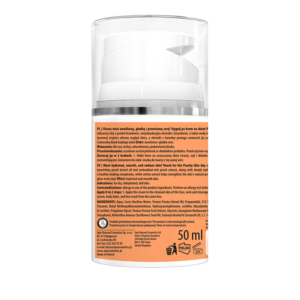Drėkinamasis dieninis veido kremas APIS PEACHY SKIN SPF 20, 50 ml