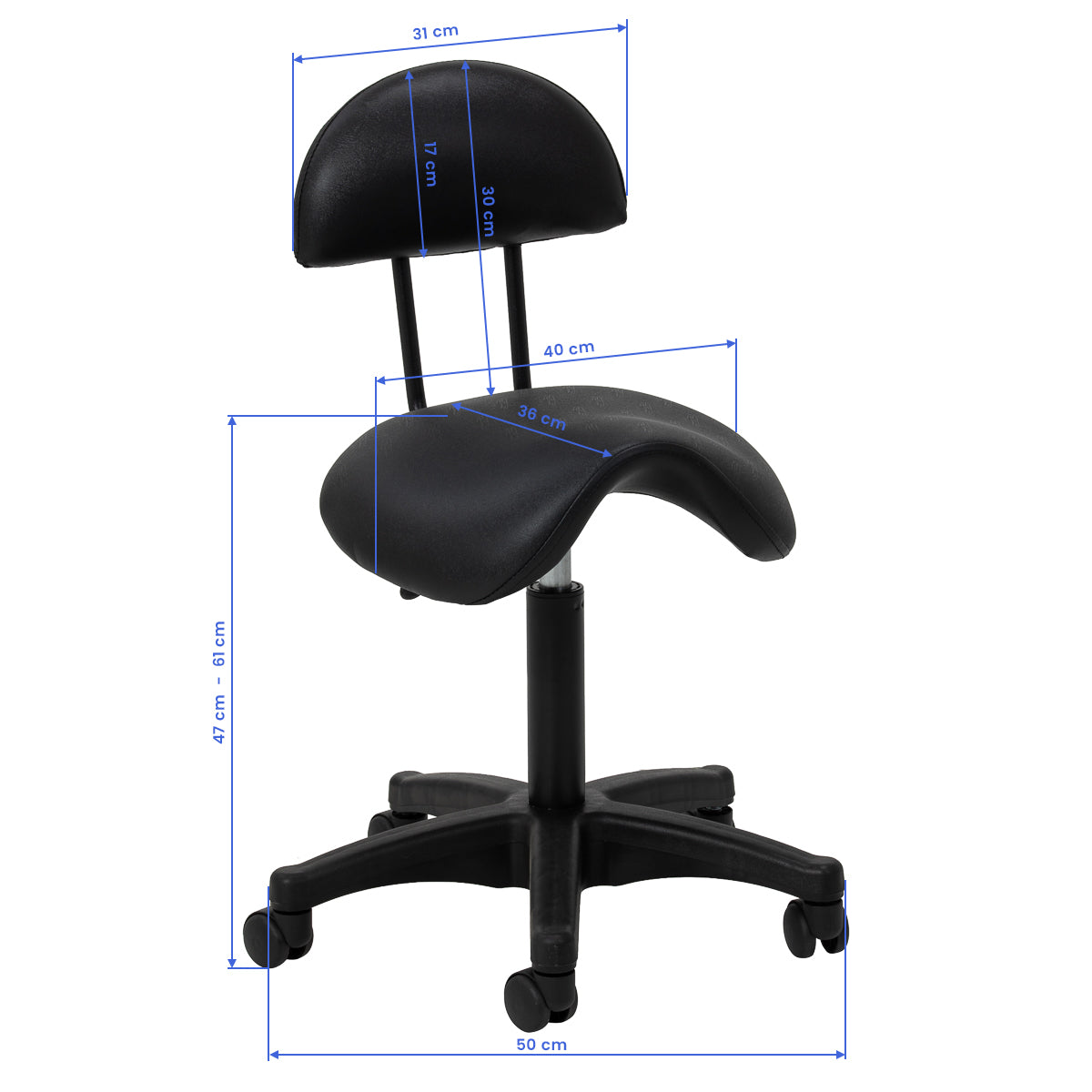 Cosmetic stool 6001 black with a black base