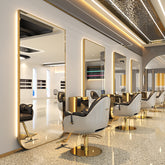 Kirpyklos veidrodis su LED apšvietimu – 150x90 cm, auksinis