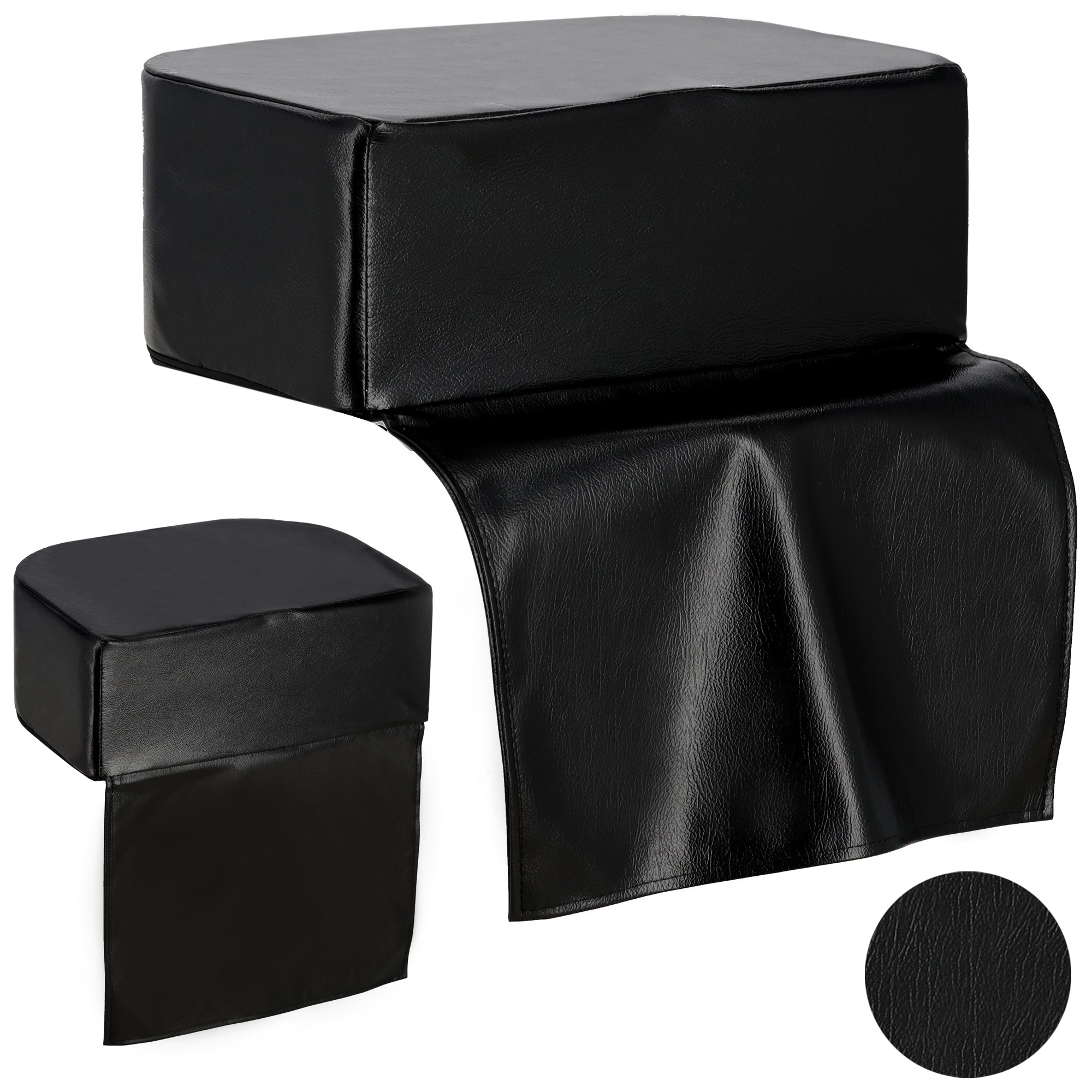 Vaikiška sėdynė ant kirpyklos kėdės – juoda puf tipo pagalvėlė