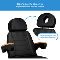 Elektrinis kosmetologinis gultas EN-273, 3 el. motorai - juodas