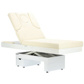 Elektrinis masažo stalas / kosmetologinis gultas su šildymu ir LED apšvietimu F245 – kreminis