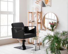 Kirpyklos kėdė Toma BLACK, su pakoju - juoda