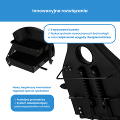 Mechaninis kosmetologinis gultas su kuvetėmis – Verano, 72 cm, juodas