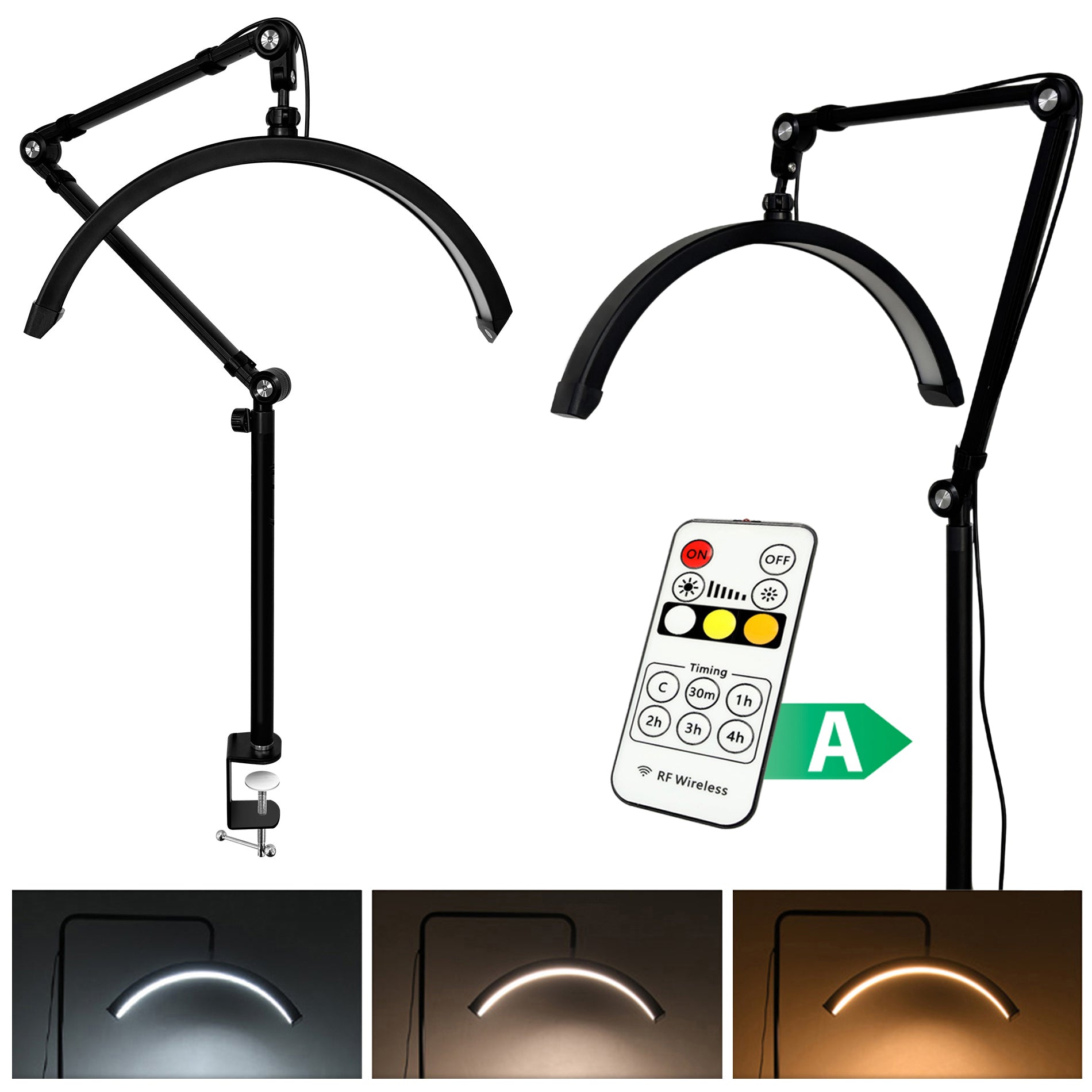 Kosmetologinė LED lempa Moon, 36 W, juoda, su prisukamu stovu