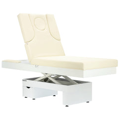 Elektrinis masažo stalas / kosmetologinis gultas su šildymu ir LED apšvietimu F245 – kreminis