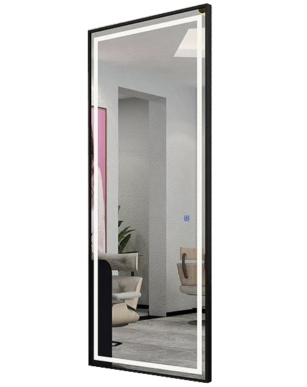 Kirpyklos LED veidrodis – 180 × 70 cm, aliuminio rėmas (juodos spalvos)