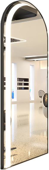 Kirpyklos veidrodis su LED apšvietimu – 180x80 cm, juodas