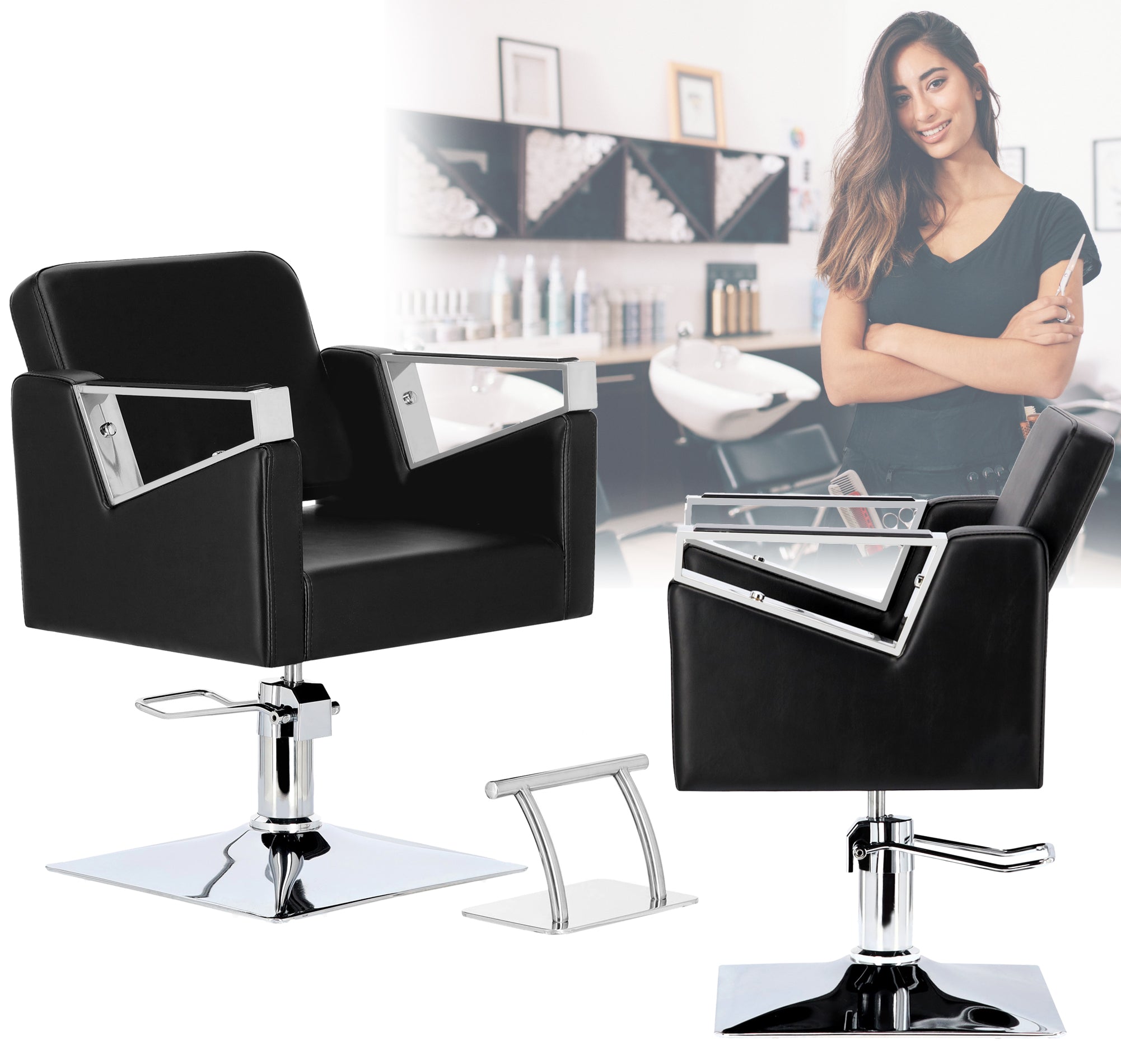 Kirpyklos kėdė Toma SILVER, su pakoju - juoda
