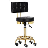 Kosmetologinė meistro kėdutė su atlošu B13, juodos ir aukso sp.