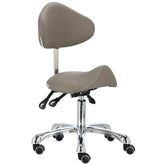 Kosmetologinė kėdė su atlošu - balnas Premium-3 XT, pilka