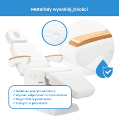 Kosmetologinis gultas EN-273 – 3 el. motorai, šildomas, baltas