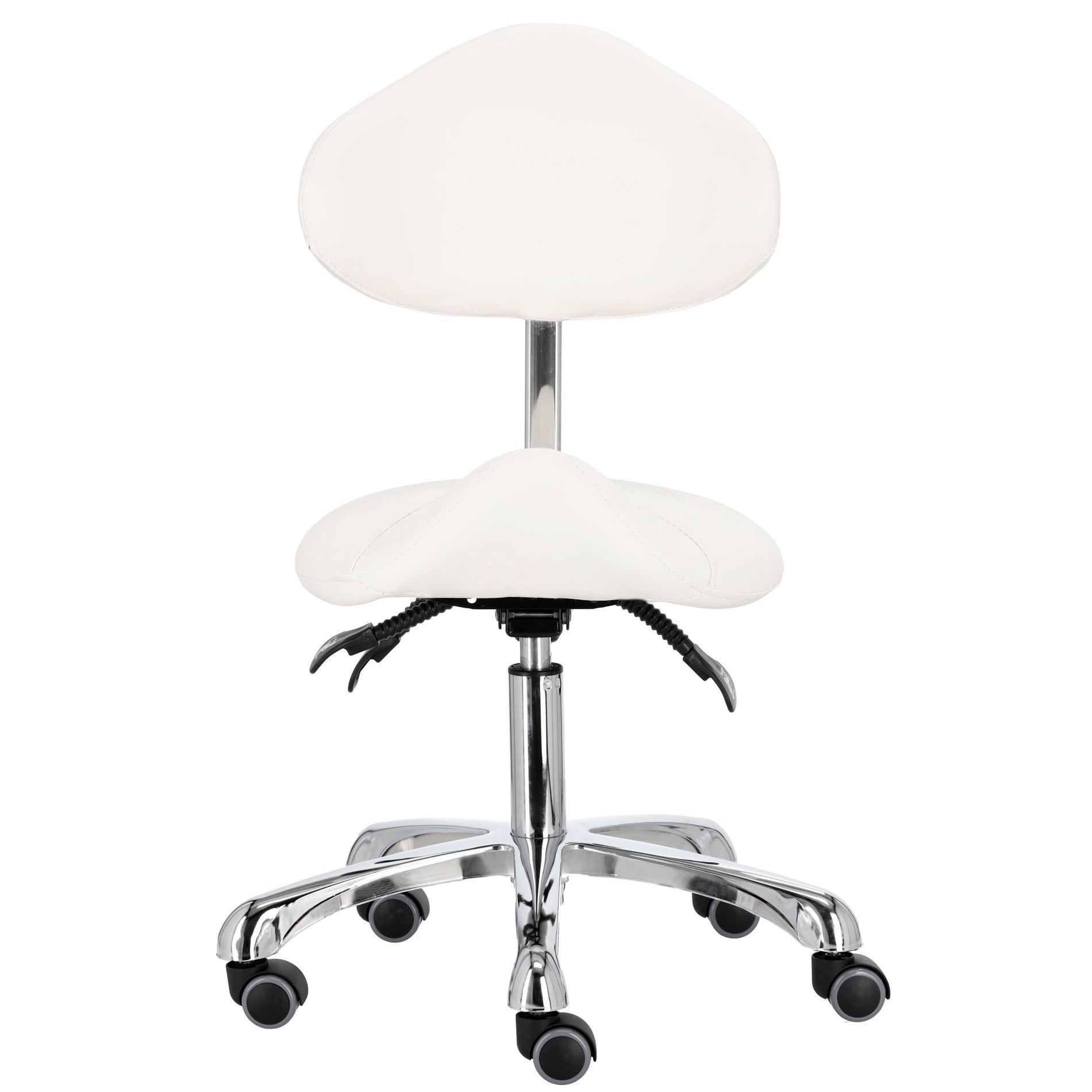 Kosmetologinė kėdė su atlošu - balnas Premium-3 XT (balta)