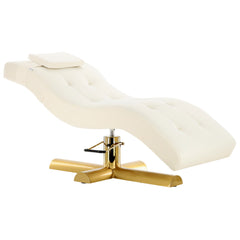 Hidraulinė daugiafunkcinė kosmetologinė lova AMALFI, pasukama, aksominė balta