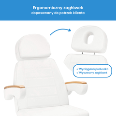 Elektrinis kosmetologinis gultas EN-273, 3 el. motorai - baltas