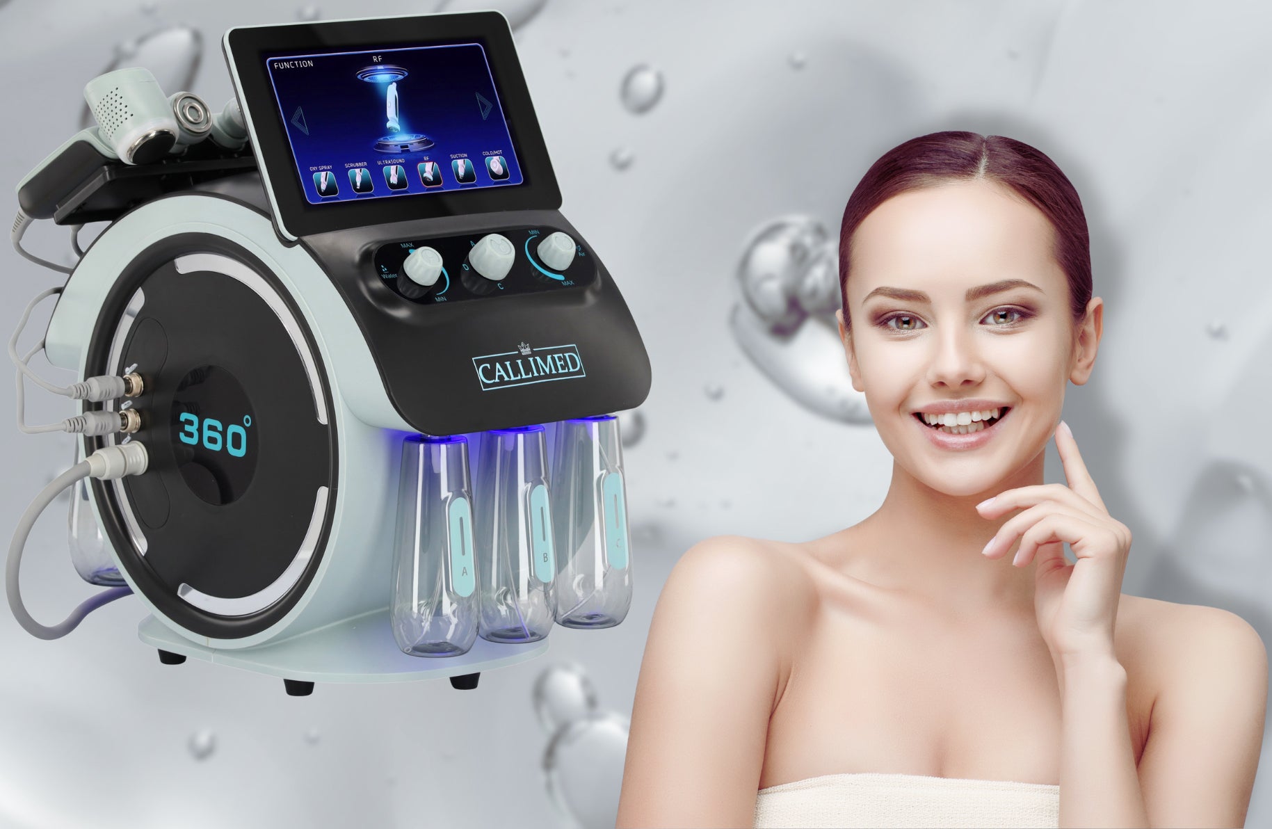 Hidradermabrazijos aparatas 5-in-1 – vandenilio valymas, infuzija, EMS ir RF