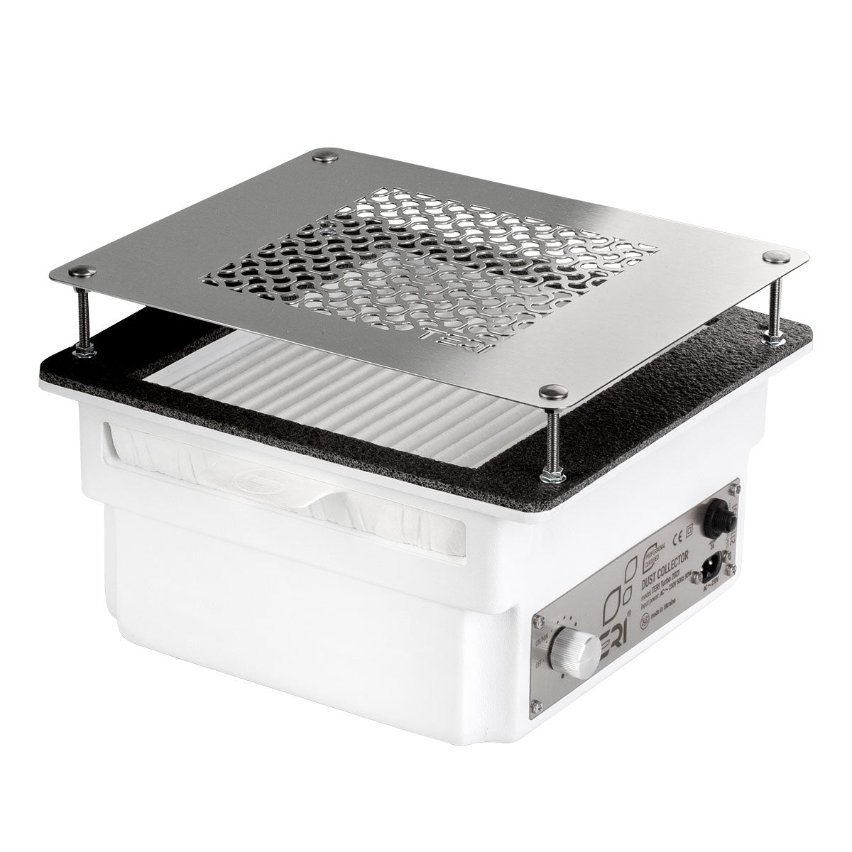 TERI Turbo įmontuojamas dulkių ištraukėjas – baltas su sidabrinėmis grotelėmis