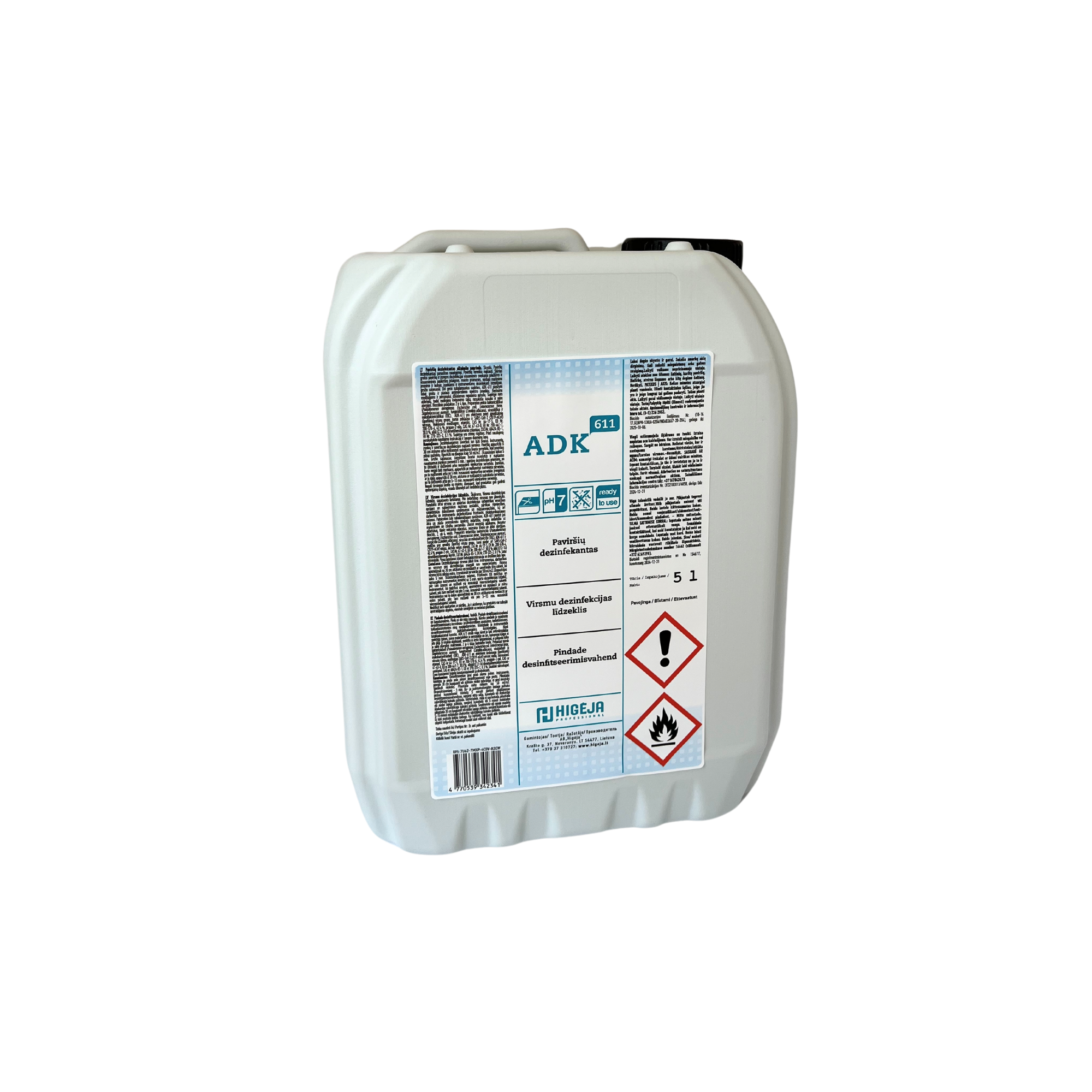 Skystas paviršių dezinfekantas ADK 611 5L – profesionaliam paviršių valymui