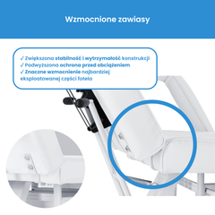 Mechaninis kosmetologinis gultas su kuvetėmis – Verano, 72 cm, baltas