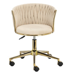 Meistro kėdė Velvet Gold su atlošu – smėlio spalvos