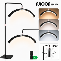 Pastatoma LED kosmetologinė pusmėnulio lempa Moon Pro MAX, 54 W – juoda