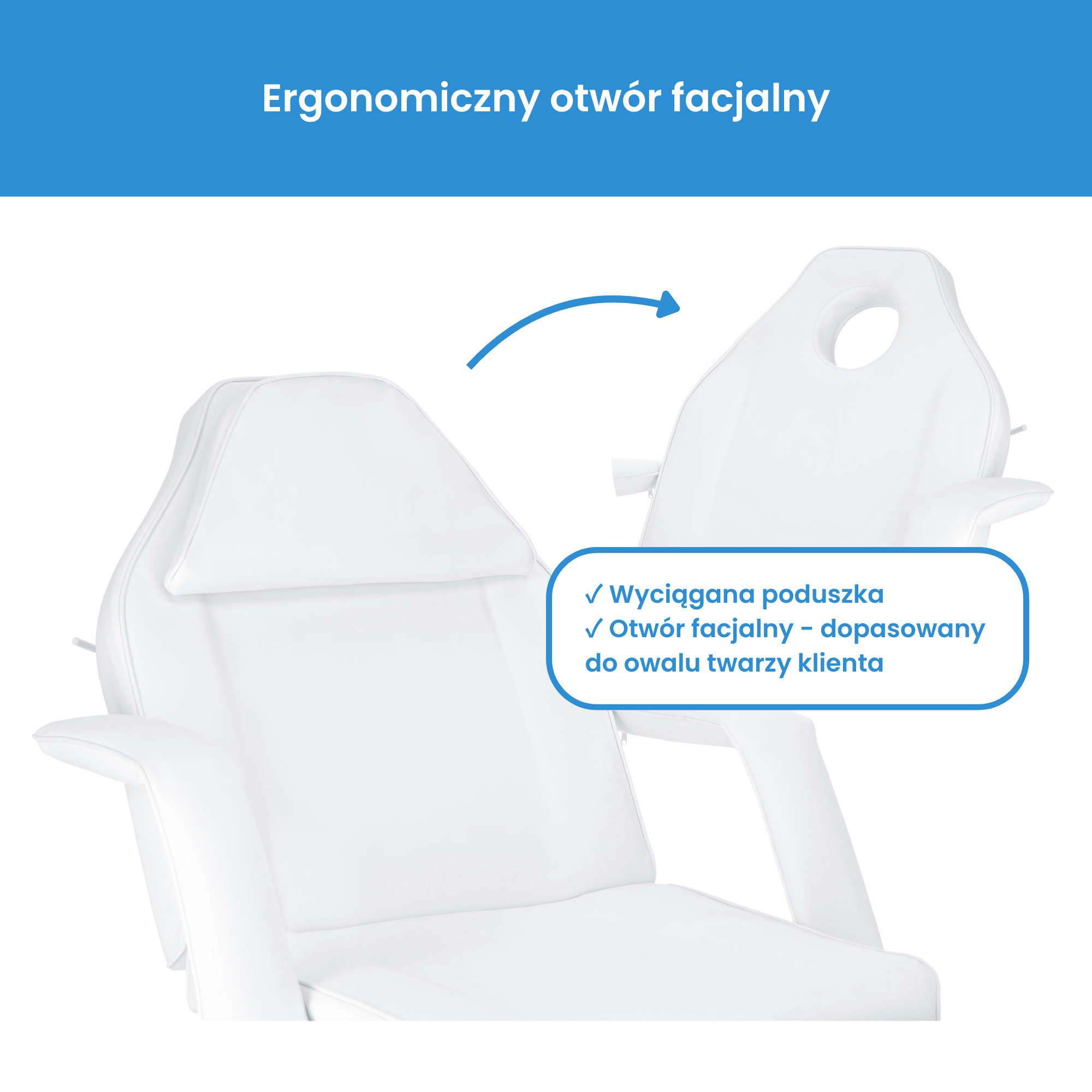 Mechaninis kosmetologinis gultas su kuvetėmis – Verano, 72 cm, baltas