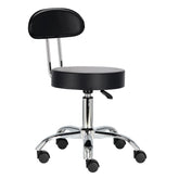 Kosmetologinė meistro kėdutė PROMOS su atlošu, juoda
