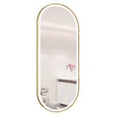 Kirpyklos veidrodis su LED apšvietimu – 170x70 cm, auksinis