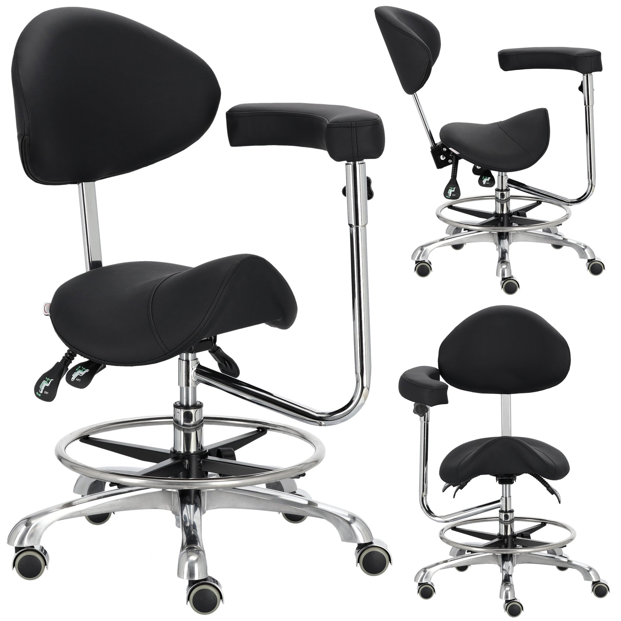 Kosmetologinis balnas su atlošu ir porankiu - juodas