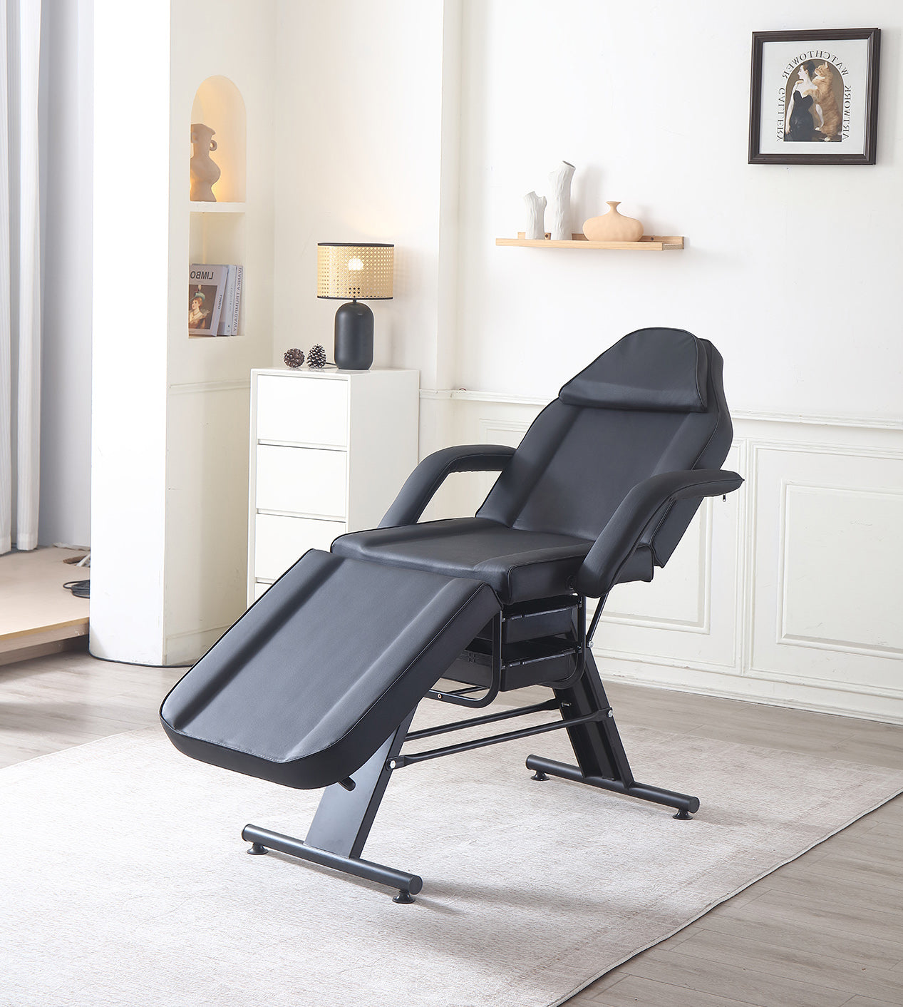 Mechaninis kosmetologinis gultas su kuvetėmis – Verano, 72 cm, juodas