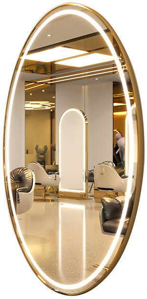 Kirpyklos veidrodis su LED apšvietimu – 150x90 cm, auksinis